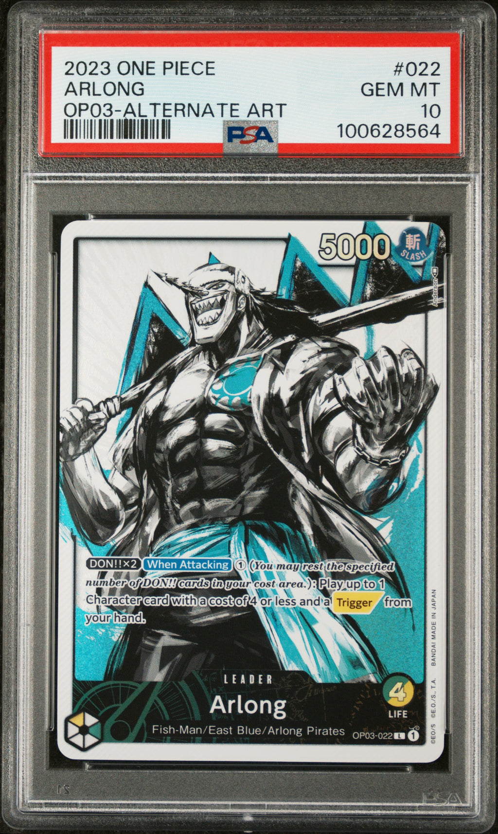 ARLONG ALTERNATE ART ONE PIECE OP03-PILLARS OF STRENGTH 2023 022 PSA 10