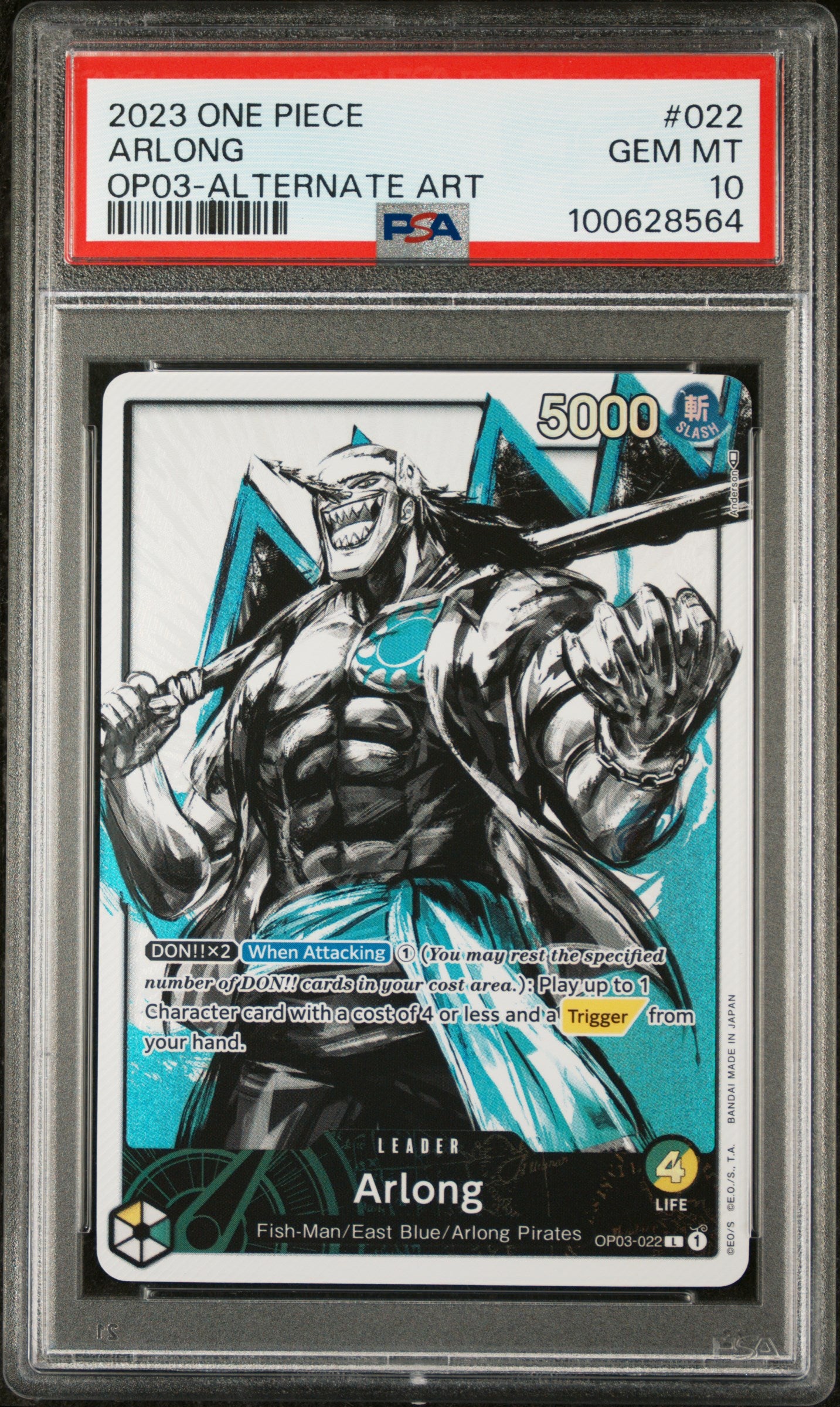 ARLONG ALTERNATE ART ONE PIECE OP03-PILLARS OF STRENGTH 2023 022 PSA 10